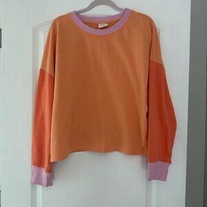 Colorblock Sweatshirt - Orange and Purple